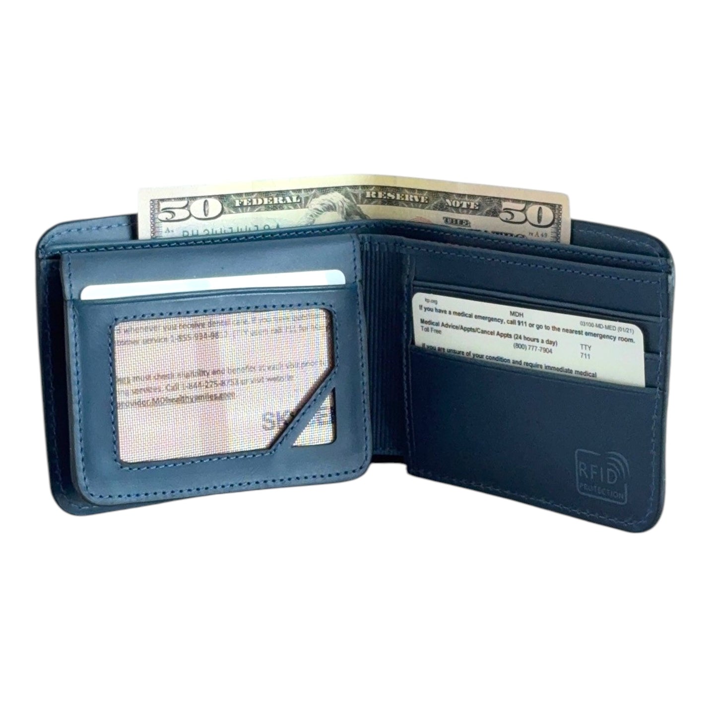 Damian – Men’s Leather Bifold Wallet with RFID & Flap