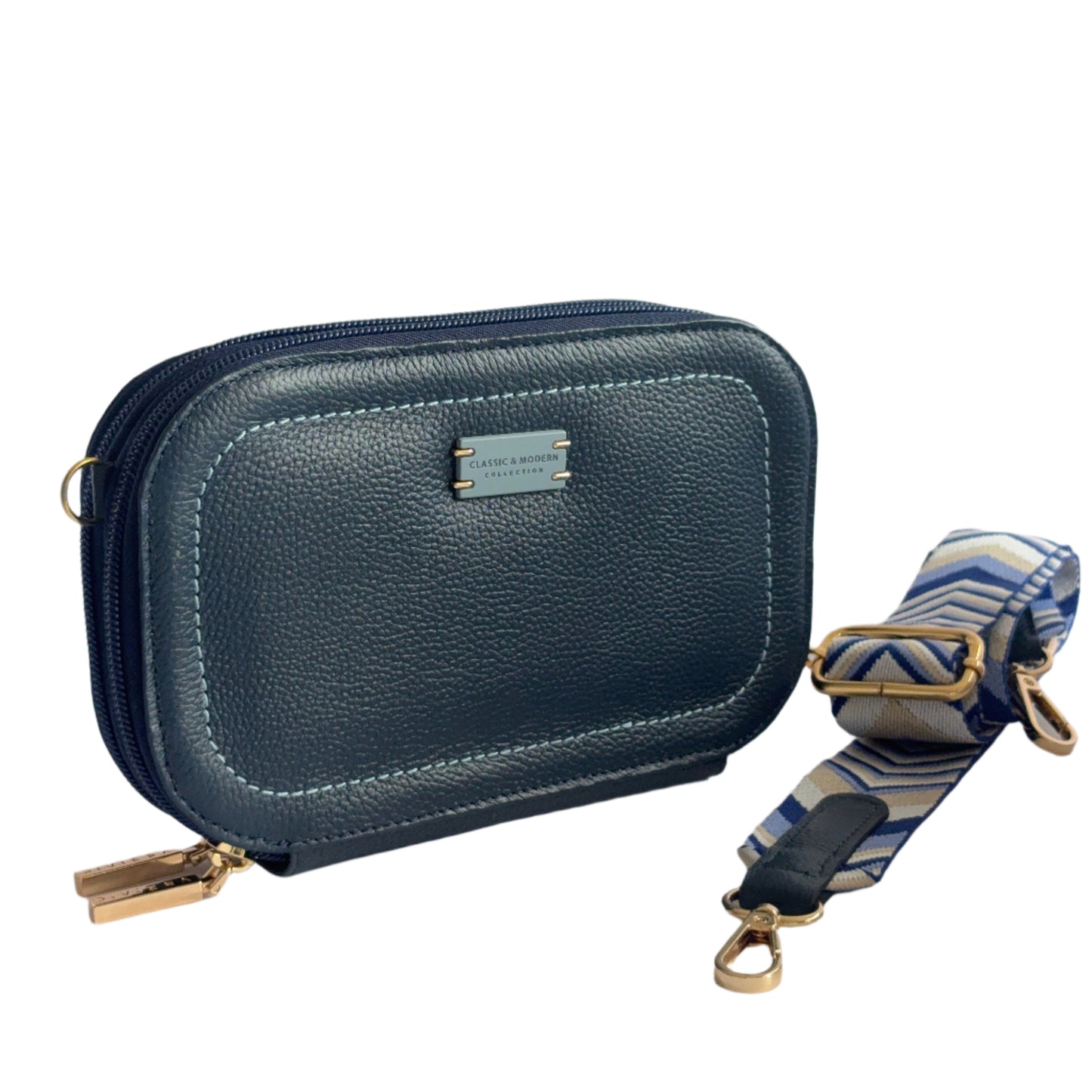 Mila – Leather Crossbody Bag with Nylon Strap