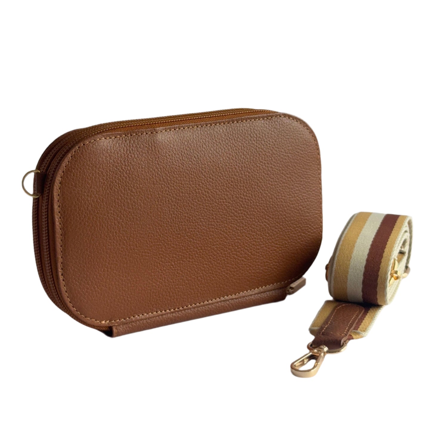 Mila – Leather Crossbody Bag with Nylon Strap