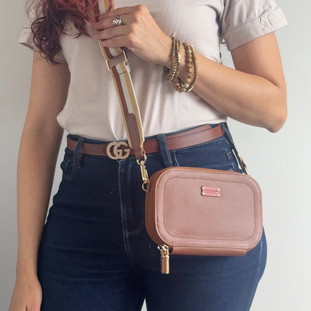 Mila – Leather Crossbody Bag with Nylon Strap