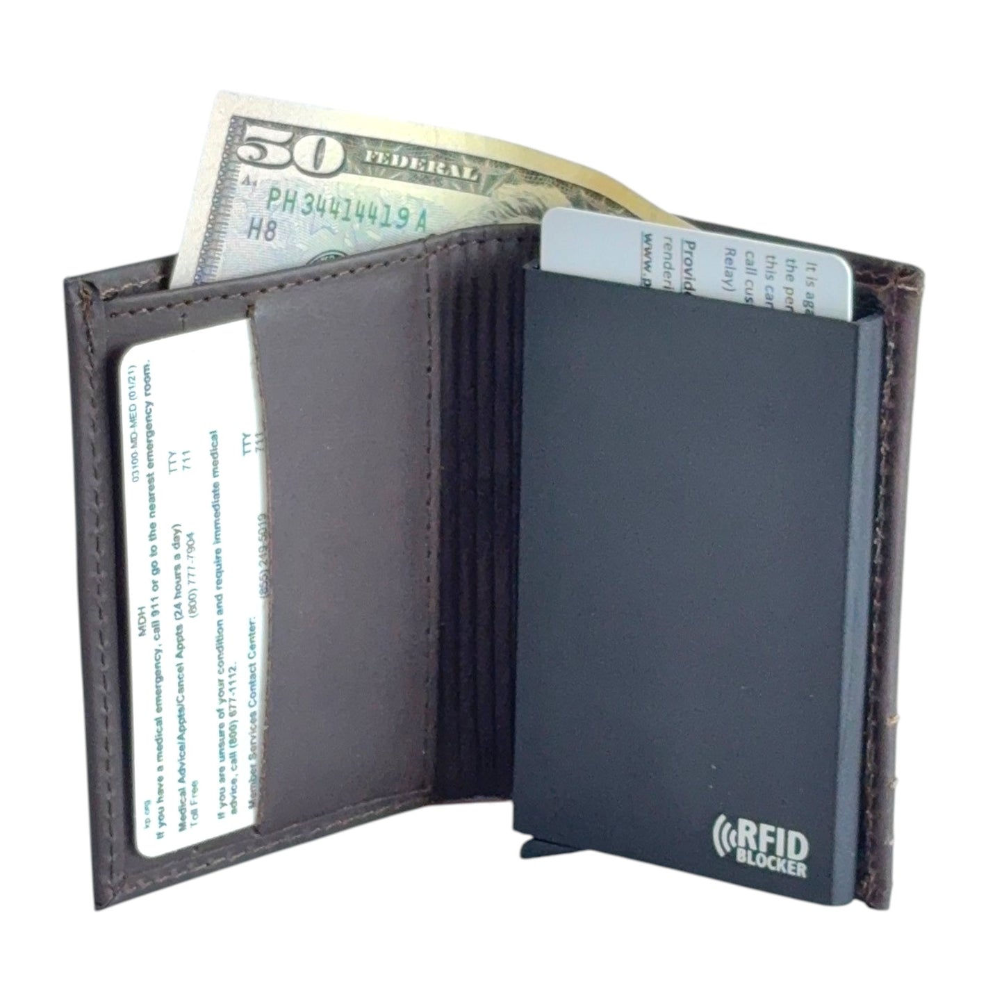 Ethan – Vertical RFID Leather Wallet with Pop-Up Cardholder