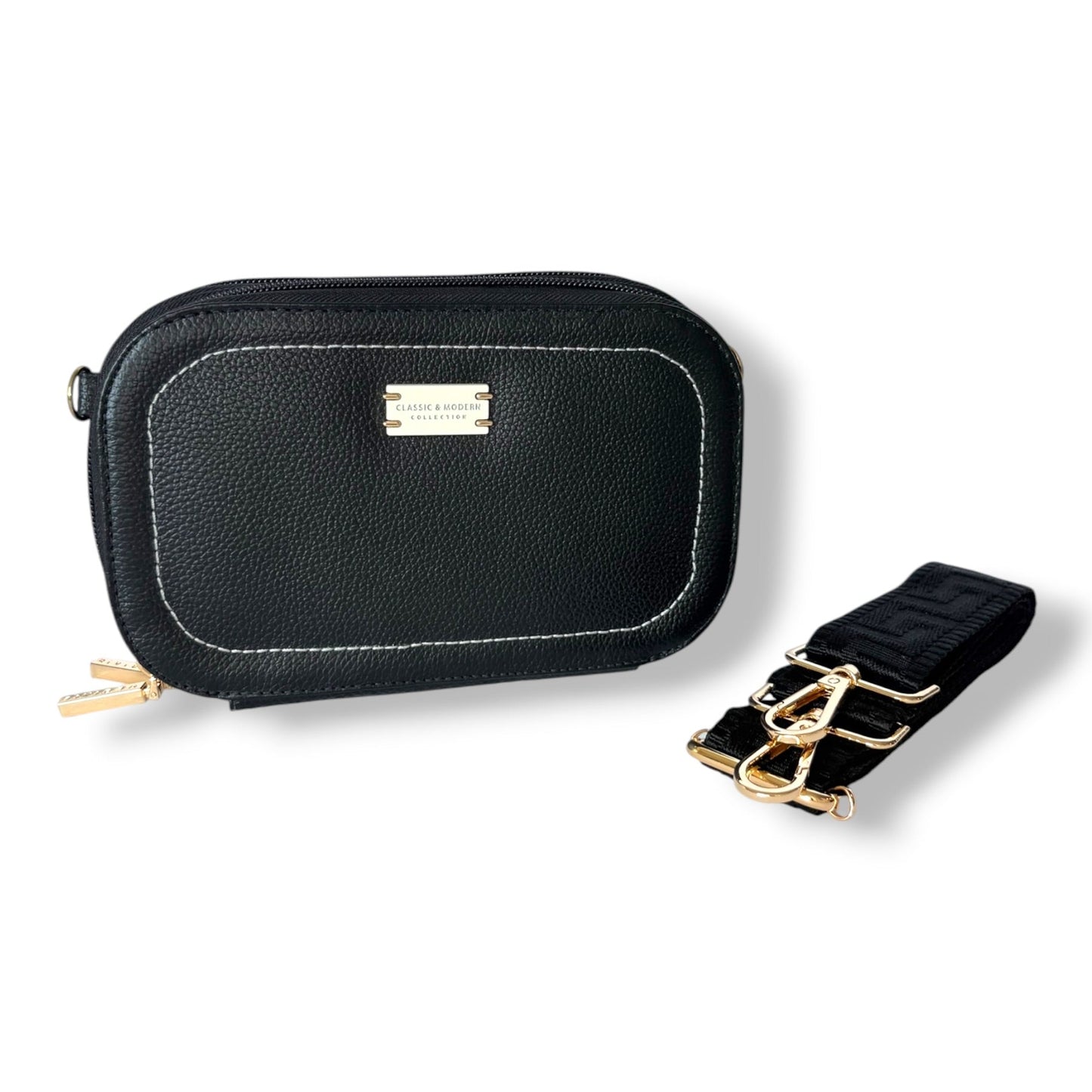 Mila – Leather Crossbody Mini Bag with Nylon Strap