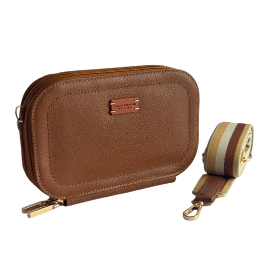 Mila – Leather Crossbody Bag with Nylon Strap