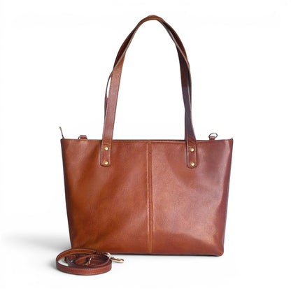 Valentina – Leather Large Tote Bag with Laptop Compartment