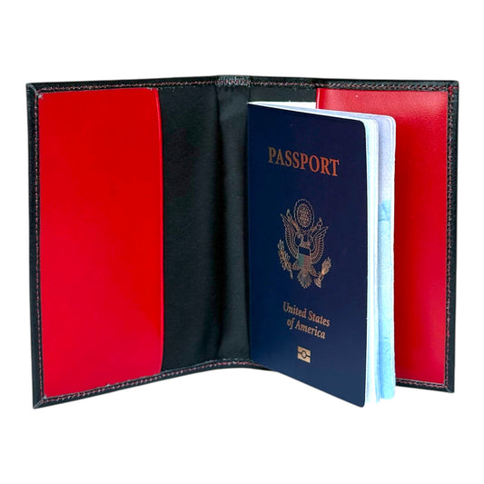 Leather Passport Holder – Handmade Travel Cover in Mixed Colors