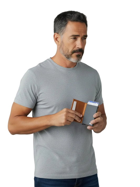 Ethan – Vertical RFID Leather Wallet with Pop-Up Cardholder