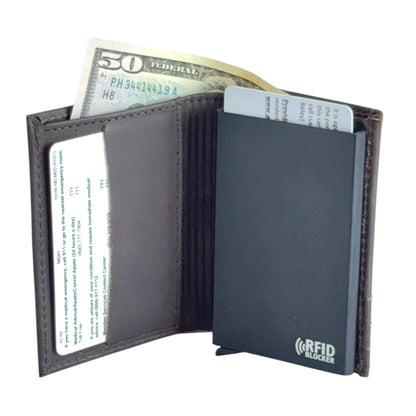 Ethan – Vertical RFID Leather Wallet with Pop-Up Cardholder