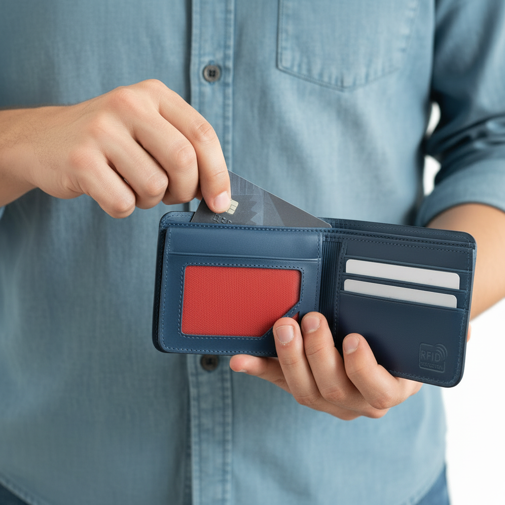 Damian – Men’s Leather Bifold Wallet with RFID & Flap
