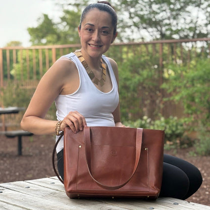 Women's Leather Large Tote Bag PC Comparment