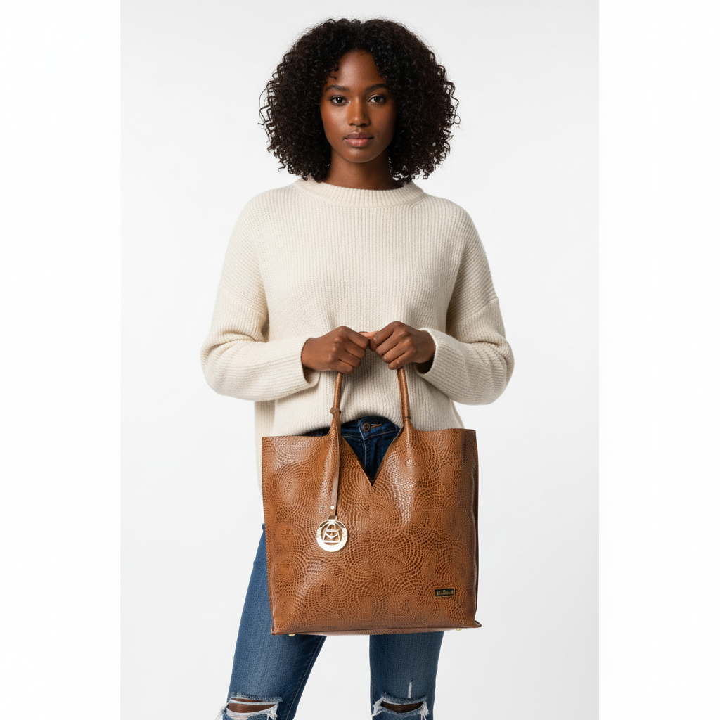 Alma Shopper – Embossed Leather Tote